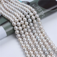 Perles naturelles en gros, 10-11 mm, perles d'eau douce blanches de forme ronde Edison, brins de perles en vrac