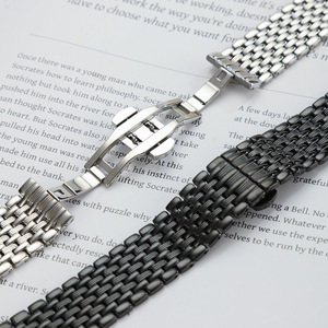 Correa de Reloj Upro de Lujo de Acero Inoxidable con 9 Eslabones, Correa de Metal Sólido con Cierre de Mariposa de Doble Presión, 18 20 22 24 mm para Hombre y Mujer - Product Image 2