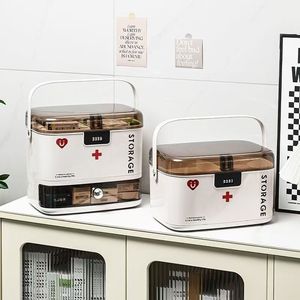 Home Use Medicine Box Large Capacity Multi Layer Transparent Portable Storage Case With Combination Lock For Family First Aid - Product Image 1