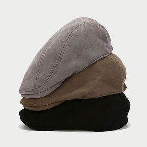 Nouveau Béret Populaire en Daim Végétalien Automne-Hiver pour Homme, Chapeau de Boulanger Tendance, Chapeau Ivy à Bord Court pour Voyage en Extérieur - Product Image 4