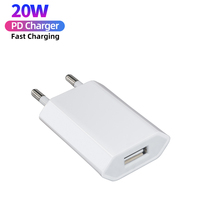 Chargeur rapide certifié CE RoHS FCC 5V1A avec un seul port USB, adaptateur mural portable pour téléphone portable Apple Android, compatible US et EU