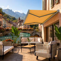 Auvent de terrasse rétractable en tissu pour tables de petit-déjeuner d'hôtels et repas en plein air