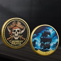 Pièce de monnaie pirate gravée sur mesure, design moderne, en zinc plaqué or et argent, objet de collection en métal pour carte, jeton ou cadeau