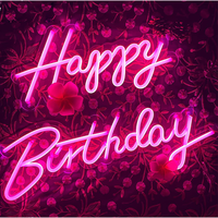 Lettres LED Géantes 3D Personnalisables (Couleurs et Tailles) Joyeux Anniversaire, Étanches, pour Publicité et Toiles de Fond Photo pour Bâtiments et Magasins