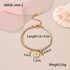 Hawaiian 316L Stainless Steel Wholesale Fashion Bracelets & Bangles 14k 18k <b>Gold</b> Plated Ocean Daisy <b>String</b> Bracelet for Women - Product Image 6