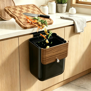 Cubo de Basura Moderno para Cocina, de Pared, Gran Capacidad, con Tapa, para Colgar en la Encimera, Especializado para Desechos de Alimentos, Ecológico - Product Image 1