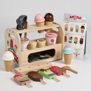 Ensemble de jeu de rôle en bois pour tout-petits, thème crème glacée rose, avec pelle, menu et monnaie - Product Image 3