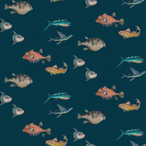 Decoración de Pared de Terciopelo Impermeable Moderna con <span class=keywords><strong>Fondo</strong></span> de <span class=keywords><strong>Peces</strong></span> del Mundo Marino para Habitación Infantil, Dormitorio y Alojamientos - Product Image 3