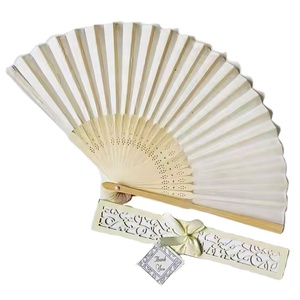 Promotional Gifts Custom Print Logo Bamboo High Quality Plain <b>Silk</b> Folding Hand Wedding Fan - Product Image 2