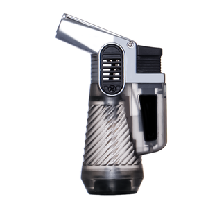 Encendedor de Antorcha Inclinado a Prueba de Viento con Doble Llama Jinchuang, Encendedor Electrónico de Metal con Logotipo Personalizado para Acampar al Aire Libre - Product Image 4