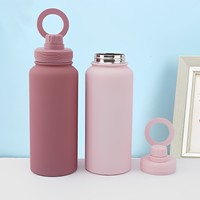 Couvercle de support de téléphone magnétique réglable Logo personnalisé Termos isolé 32oz bouteille d'eau magnétique support de téléphone bouteille d'eau avec poignée