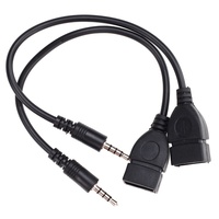 Schwarzes 3,5-mm-AUX-Audiostecker auf USB-2.0-Buchse Konverterkabel Adapter