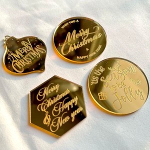 ของตกแต่งเค้กอะคริลิคลายน้ำผึ้งและรสหวาน สำหรับคริสต์มาส  ลายเลเซอร์  สุขสันต์วันคริสต์มาส  ของตกแต่งหน้าเค้กสำหรับงานปาร์ตี้ - Product Image 4