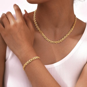 Collar de cadena de reloj grueso hecho a mano de joyería de acero inoxidable chapado en oro de 18 quilates estilo Hip Hop para regalo - Product Image 3