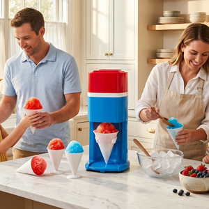 Machine à <span class=keywords><strong>glace</strong></span> pilée compacte 80W, bleu-rouge, lame en acier inoxydable, pour la maison, facile à utiliser - Product Image 5