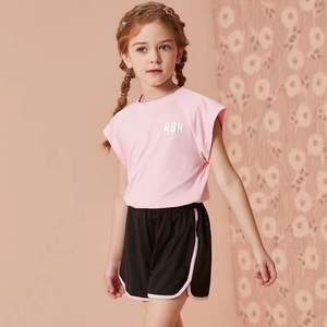 Ropa Deportiva al por Mayor para Niños, Camiseta Deportiva de Manga Corta para Niñas, Chándal de Fútbol para Niños, Ropa de Gimnasio, Traje Deportivo Informal para Niños - Product Image 1