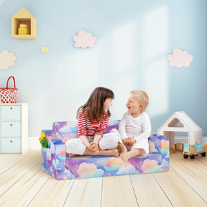 Giving Tree Kids <b>Folding</b> Sofa Cloud Print Toddler Chair With Handrails For 2 Years And Above - Product Image 1