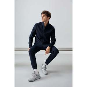 Ensemble de survêtement pour homme bleu marine texturé, coupe standard, brodé - 85248 - Marine/bleu marine - Product Image 4