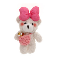 Sac à bandoulière mignon de 5 pouces avec pendentif ours en peluche intégré, porte-clés créatif en peluche super douce, porte-clés de couple en coton