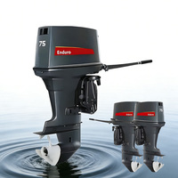 YMH 75HP E75HMHDL Motor Tempel Kapal Laut 2-Tak untuk Penyelamatan Darurat dan Penggunaan di Air, Baru, 2 Silinder, Bensin, Manual, Pre-Mix