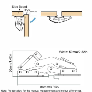 SSR acier de haute qualité nickelé 35mm tasse 165 degrés charnière dissimulée à deux voies pour armoires pour meubles de salon - Product Image 3