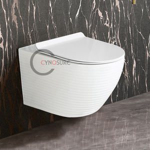 โถสุขภัณฑ์ติดผนังเซรามิกดีไซน์มินิมอลสมัยใหม่ ระบบไซโคลนฟลัชชิ่ง แบบไร้โครง ติดผนัง ระบบ P-trap เหมาะสำหรับโรงเรียน - Product Image 1