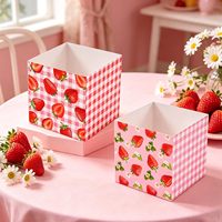 12 pièces de centres de table en forme de fraise, boîtes de décoration de fête, boîtes à fleurs en forme de fraise pour anniversaire, baby shower, mariage
