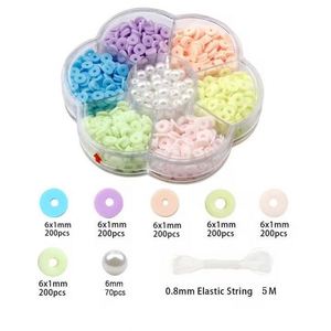 Kit de Fabricación de Pulseras de Arcilla DIY, 1200 Piezas de Cuentas Heishi de 6 mm con Dijes de Frutas, Cuentas de Perlas, Caja de Flores, Set de Manualidades de Joyería - Product Image 1