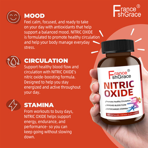 ผู้ผลิตอาหารเสริมไนตริกออกไซด์แบบขายส่ง พร้อมสารต้านอนุมูลอิสระเรสเวอราทรอลจากผลพลัม 60 แคปซูลไนตริกออกไซด์ - Product Image 4