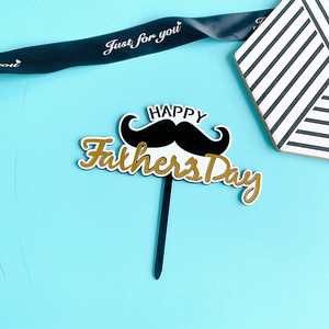 ของตกแต่งเค้กวันพ่อรูปน้ำผึ้งและของหวาน อะคริลิกสำหรับงานวันเกิด คุณพ่อ รักคุณ พ่อ หนวด โบว์ไท - Product Image 5