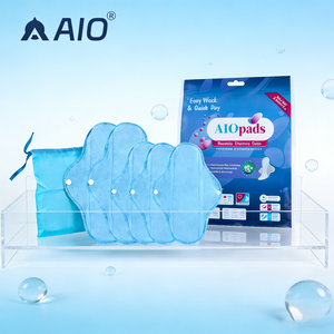 6 pièces/ensemble Serviettes hygiéniques en tissu réutilisables, protège-slips lavables, bande sanitaire pour les règles, <span class=keywords><strong>serviette</strong></span> hygiénique pour femme, incontinence - Product Image 1