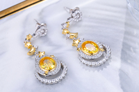 C9381 gioielli dimoranti Brand New Moon Star Bezel giallo dorato zirconi fatti a mano in argento Sterling 925 orecchini alla moda