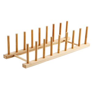 Eco-friendly Nature Bamboo Kitchen Dish Plate Bowl Cup Drying Rack Stand Drainer Storage Pot Lid Holder Organizer