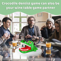 Roulette dentaire crocodile en gros avec dents en caoutchouc souple, jeu de morsure de main crocodile pour enfants, jouet de farce de table pour fête