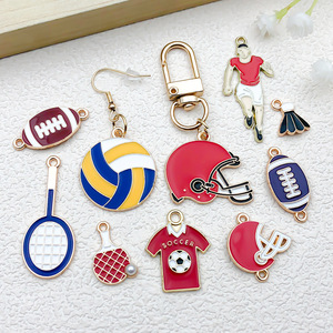 Accessoires de fabrication de bijoux fantaisie : Pendentifs en alliage émaillé (football, basketball, volleyball) pour porte-clés, bracelets et bijoux DIY - Product Image 3