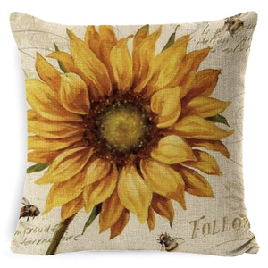 Hanlin Sunflower Pillowcase Square 45x45cm Vintage Washable Living Room Decor <b>Cushion</b> Cover - Product Image 2