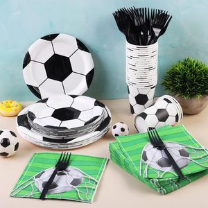 Assiettes et serviettes en papier de football, ensemble de vaisselle, fête d'anniversaire, vaisselle de fête, fournitures de fête de football, assiettes en papier de football - Product Image 1