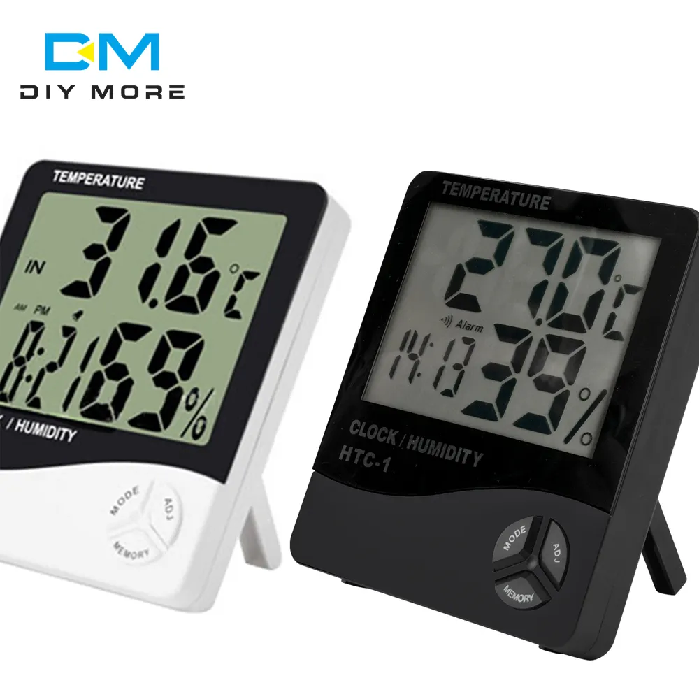 LCD Electronic Temperature Humidity Meter Indoor Room Digital Thermometer Hygrometer Weather Station Alarm Clock HTC-1