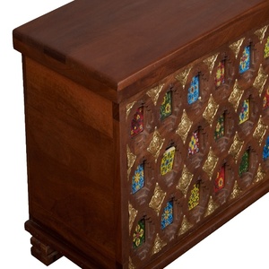 Handcrafted Wooden Sideboard <b>Cabinet</b> with Multicolor Glass Mosaic | Vintage <b>Storage</b> Console | Decorative Living <b>Room</b> Furniture - Product Image 6