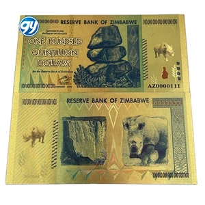 Livraison gratuite Billet de banque en plastique plaqué or en dollars zimbabwéens pour collection - Product Image 4
