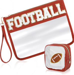 Bolsa de cosméticos de playa con logotipo personalizado, muestra gratuita, neceser transparente, bolsas de parche con letras de chenilla, bolsa de maquillaje hinchada de almacenamiento - Product Image 5