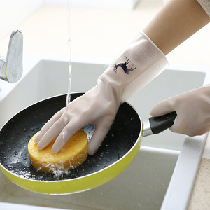 Gants de nettoyage Little Deer imperméables et épais de 31 cm pour la cuisine, la vaisselle et la lessive - Product Image 3