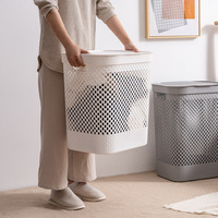 Panier de rangement pour vêtements sales en plastique rectangulaire moulé par injection, écologique, avec une capacité de 45L/60L