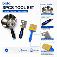 Kit de 3 grattoirs à brosses en acier inoxydable pour la réparation de plâtre et de peinture, outils de construction et de rénovation pour la maison et le bricolage