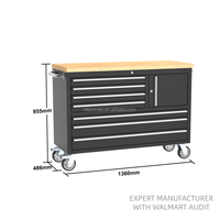 Armoire à outils roulante en bois OEM OBM de 48 pouces avec 7 tiroirs, compartiment de rangement, capacité de charge lourde de 800 kg, chariot à outils pour mécaniciens, certifié ISO9001