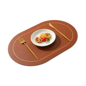 Vente directe d'usine de tapis de table en cuir ovale léger imperméable à l'eau résistant à l'huile pour hôtel restaurant tapis de table à isolation thermique