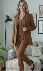 Women's Tailored Blazer Vest Trouser <b>Set</b> Stylish Three Piece Pantsuit for <b>Office</b> Wear Formal Events and Business Occasions - Product Image 4