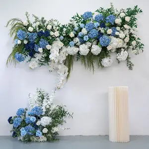 Wedding Decoration Hanging Simulation Flower Blue White Flower Row Wedding Party Event Stage Arrangement