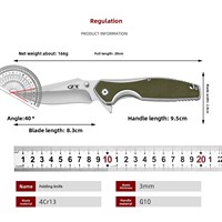 Couteau pliant d'extérieur G10 tricolore multifonctionnel, tranchant et portable, idéal pour la randonnée, le camping, la survie et le sauvetage