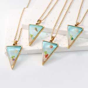 Collana di onde di mare in resina placcato oro 18k in acciaio inossidabile ciondolo collana geometrica da spiaggia per le donne regali Souvenir - Product Image 3